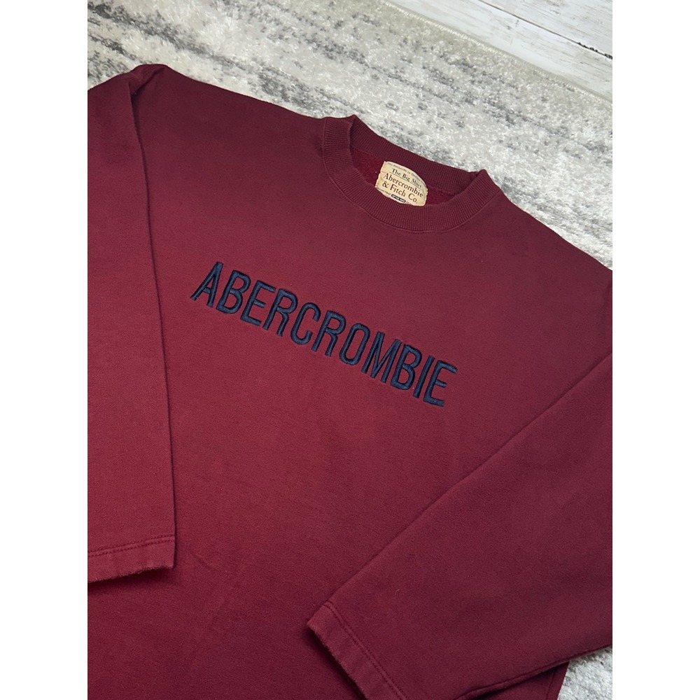 Abercrombie & Fitch Sweatshirt Mens XL Maroon The Big Shirt Embroidered Vintage